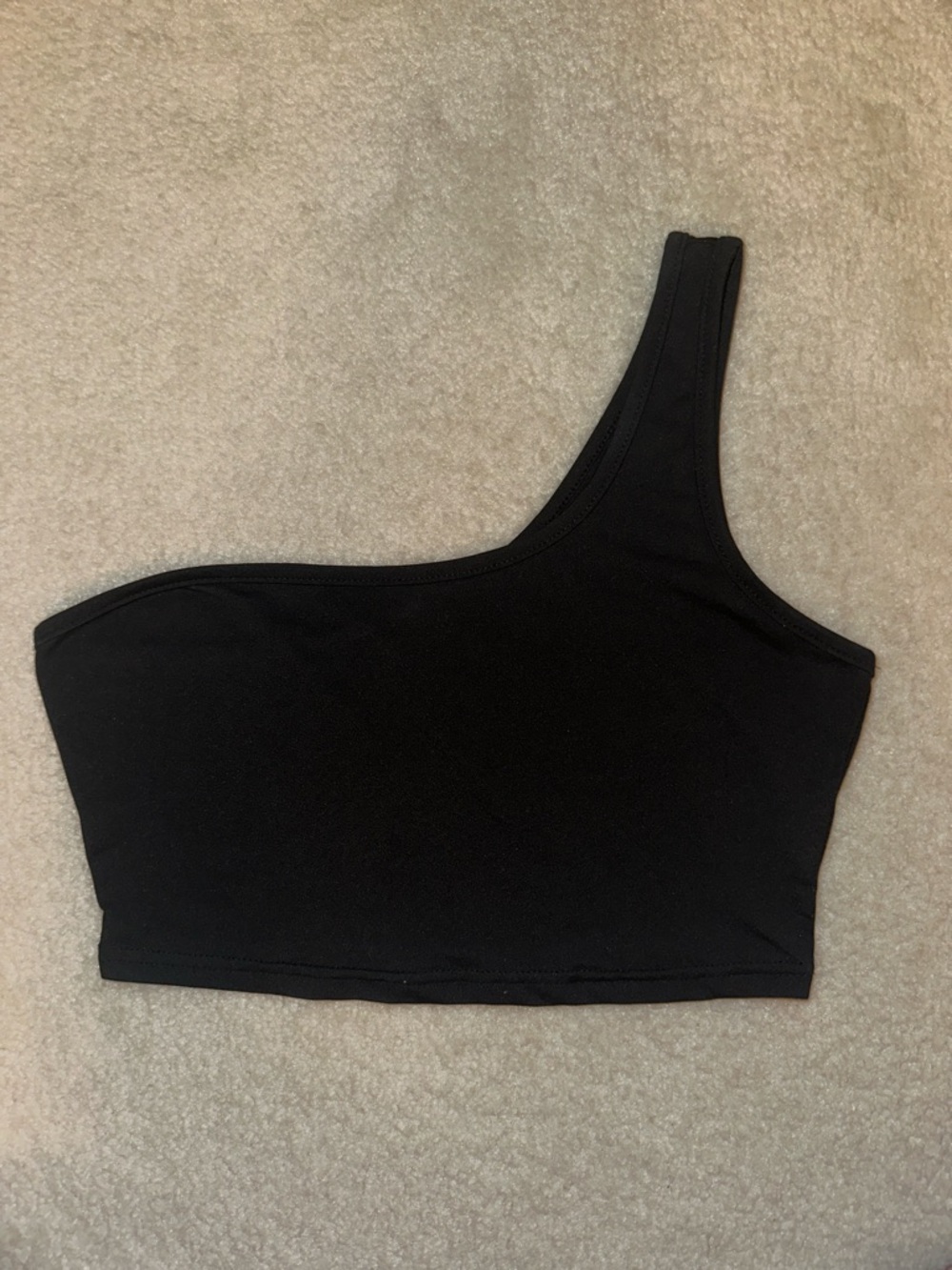 SHEIN Black One-Shoulder Asymmetric Crop Top